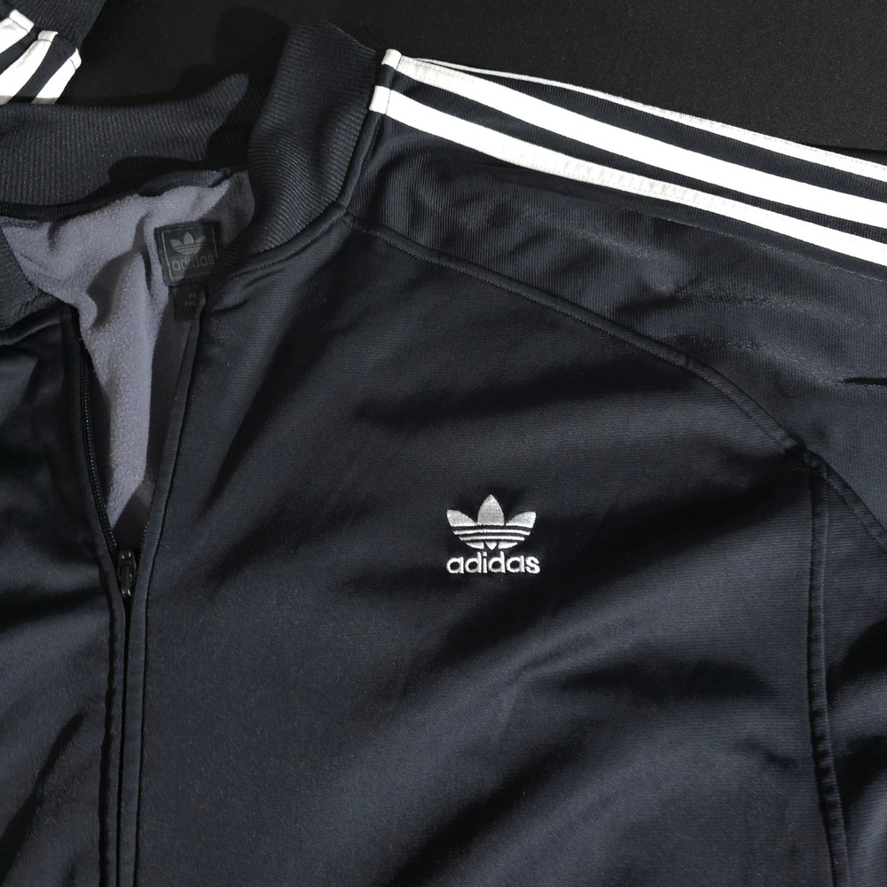 Adidas Originals Track Jacket Mens XLT Black Trefoil 3-Stripe Full Zip AGC 002 - Picture 7 of 14